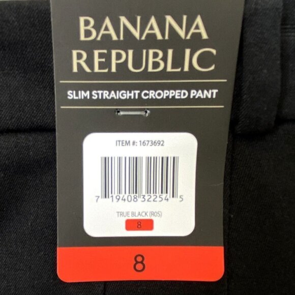 Banana Republic Slim Straight Cropped Pant Slacks Womens size 8 Stretch Black - Picture 8 of 9